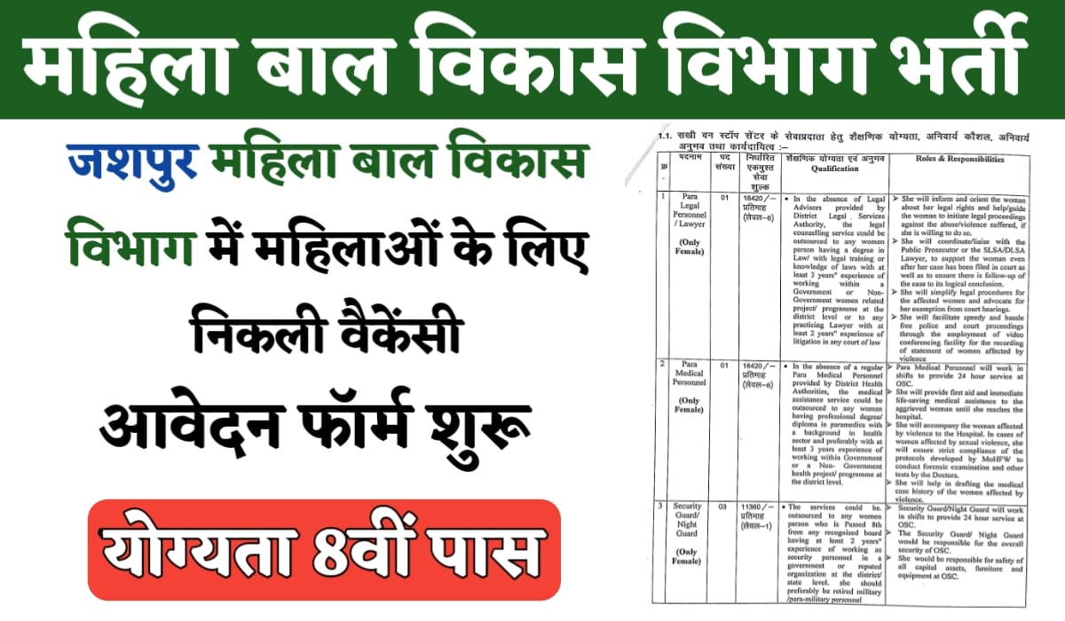 CG WCD Jashpur Vacancy
