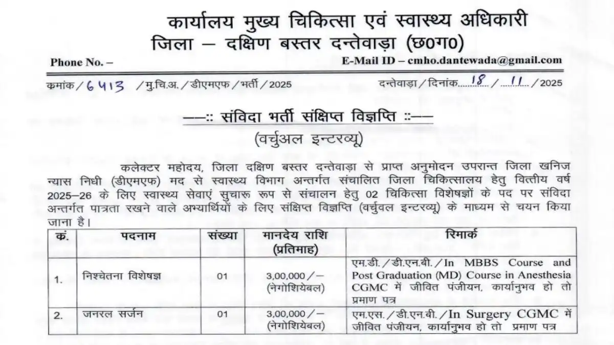 CMHO Dantewada Recruitment