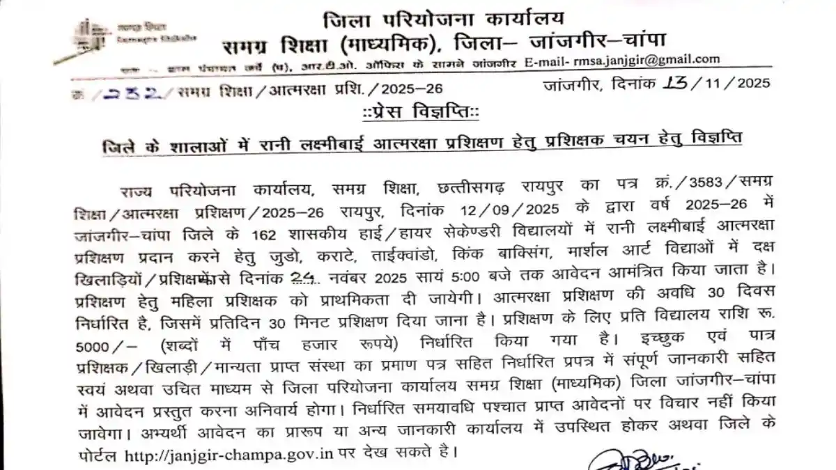 Janjgir champa vacancy 2025